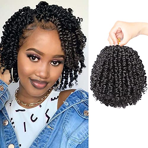 VIOLET Passion Twist Crochet Hair 6 Inch 9 Packs Natural Black Pa...