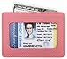DEEZOMO RFID Blocking Genuine Leather Credit Card Holder Front Pocket Wallet With ID Card Window - Pink