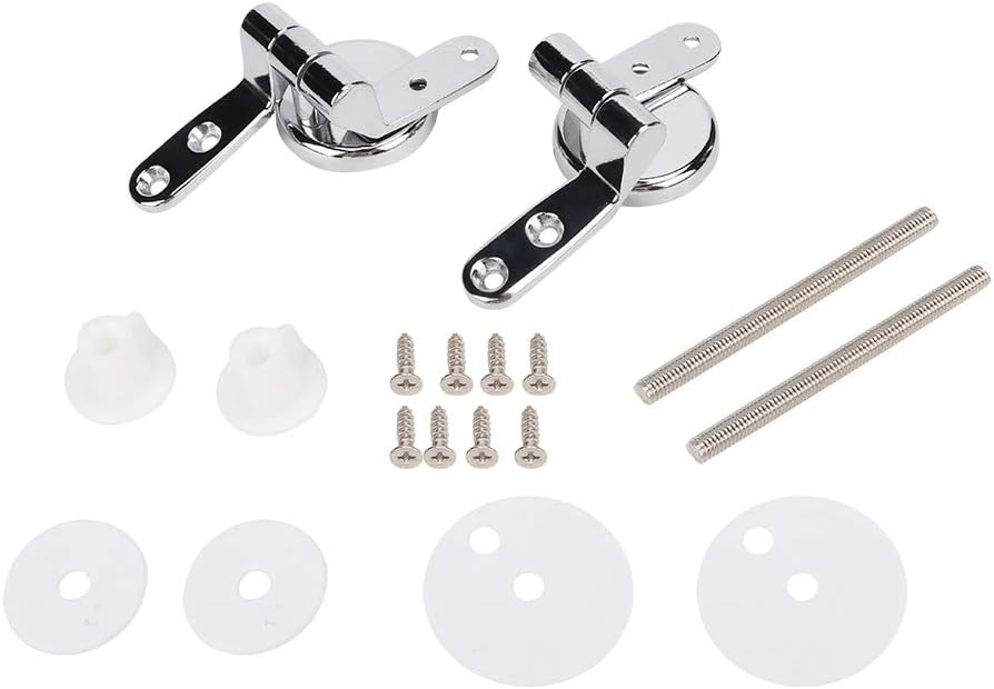 Toilet Lid Fixings Toilet Hinges Repair Replacement Kit,Universal White Zinc Alloy Toilet Seat Hinges Replacement with Screw and Nuts for Toilet Seats Lids
