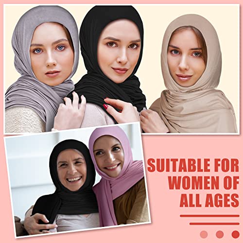Vabean 4 Pcs Instant Hijab for Women Jersey Hijabs Pinless Ramadan Islamic Muslim Head Wraps Premium Head Scarf Shawl turban4