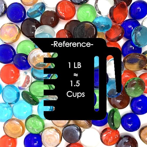 Image of CYS EXCEL Assorted Mix Colors Glass Gemstone Beads Vase Fillers (1 LB) Flat Marble Beads Multiple Color Choices Aquarium Decor Rocks Floral Stones Decorative Mosaic Gem Pebbles (Approx. 85-100 PCS)