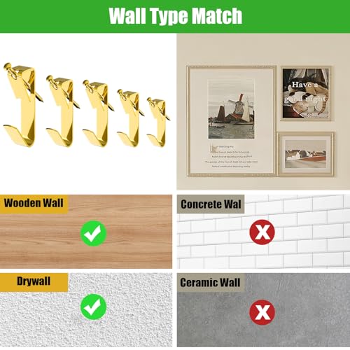 LEEXAYAH 169 Picture Hook Sets, 10-100lb Picture Hanging Kit, Boxed 83 Metal Picture Hangers and 86 Nails, Suitable for Wooden Walls, Plasterboard Picture Hooks. - Image 4