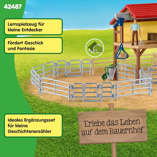 SCHLEICH Farm World | Weidezaun 42487 Bauernhof Zubehör Set mit 6 Zaunelementen & 2 Türen | passt zu Farm World Artikeln | Bauernhof Spielzeug für Kinder ab 3 Jahre | 10 Teile