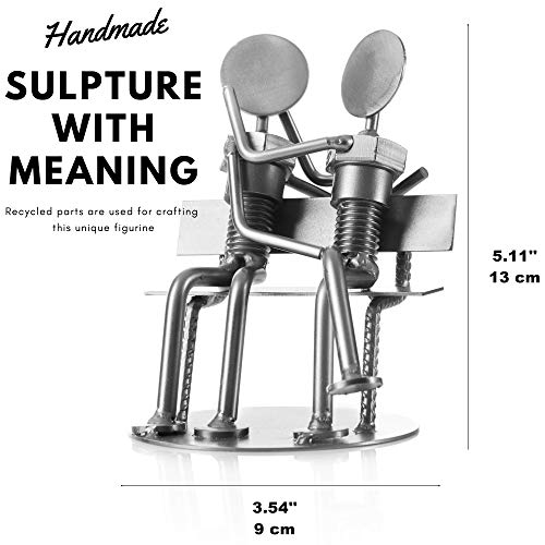 Novecrafto Recycled Nut And Bolt Romantic Sculpture Sweethearts' 5'' Tall Iron Gifts For 6Th Anniversary Romantic Statue Figurine Made From Recycled Auto Parts Steel Sculpture Present For Him And Her #TOP1