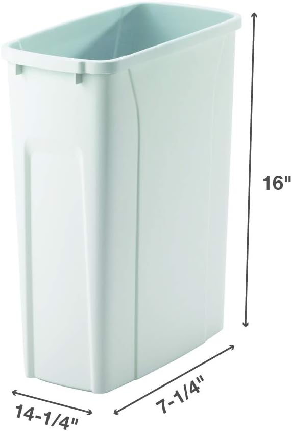 Knape & Vogt SBM9-1-20WH 8.38 in. W x 20 in. D x 17.31 in. H In Cabinet Pull-Out Bottom Mount 20qt Trash Can