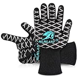 【Fácil de usar y limpiar】 No importa si es zurdo o diestro, nuestros guantes resistentes al calor para asados ​​dan la vuelta y se adaptan a cualquier persona, en cualquier momento. El diseño extendido de los puños largos le brinda a sus muñecas y antebrazos más protección contra el calor. Totalmente lavable a máquina, fácil de limpiar.