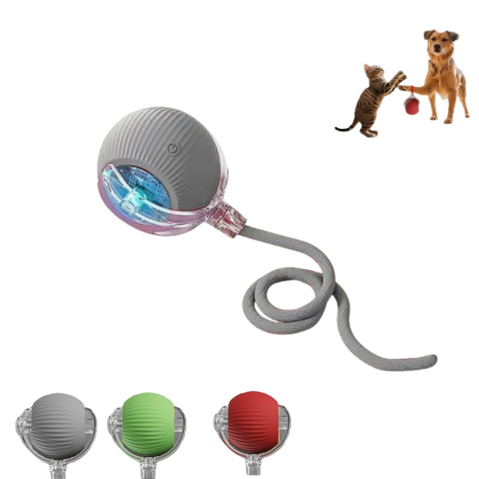 INLANDSIS Lettuce Pets Dog Toys, Interactive Cat & Dog Electric Toy Ball, Electric 360° Smart Automatic Rolling, Rechargeable, Enrichment Puzzle Toys for Bored Indoor Cats/Dogs (Gray)