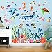 Kalolary Under The Sea Wall Decals Sea Turtle Whale Dolphin Starfish Wall Stickers 3D Coral Reef Ocean Grass Bubbles Wall Decals Wall Decoration for Wall Corner Nursery Room Children Bedroom Bathroom Living Room