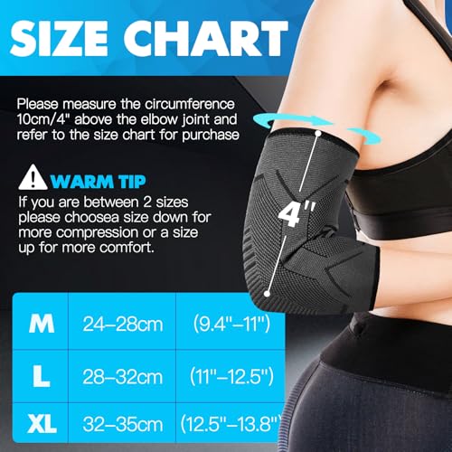TOVIKI 2 Pack Elbow Support for Men & Women, Elbow Brace Compression Sleeves Support for Tendonitis, Arthritis - Tennis Strap, Golfers, Sleeves for Weightlifting (M) - Image 3