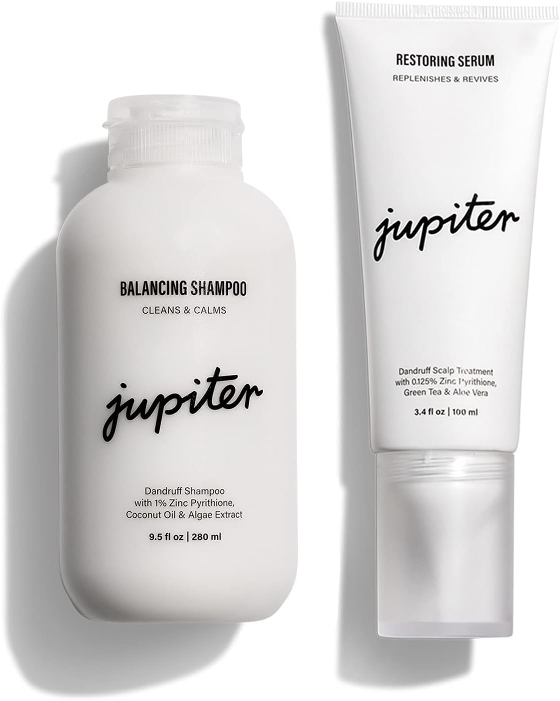 JupiterDandruff Shampoo with Serum Duo, Relieves Itchy, Dry, Flaky Scalp, Color-Safe, & Sulfate-Free, Vegan, Both with Zinc, Vitamin B5, Green Tea, Spot Treatment with Niacinamide & Aloe Vera