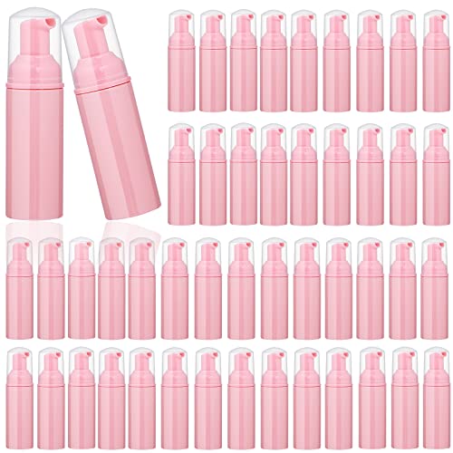 50 pcs 2oz/60ml Foam Pump Bottle Lash Shampoo Bottles Travel Foam Pump Bottle Empty Pink Plastic Refillable Mini Soap Dispenser for Hand Sanitizer Liquid (Pink) - Main Image