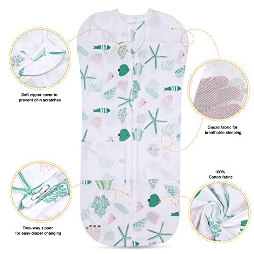 Elstey Baby Swaddle Sleep Sacks 100% Cotton Swaddle With Breathable Mesh & 2-Way Zipper Unisex Swaddling Wrap For Baby Boy Girl (Starfish, 3-6 Months) #TOP1