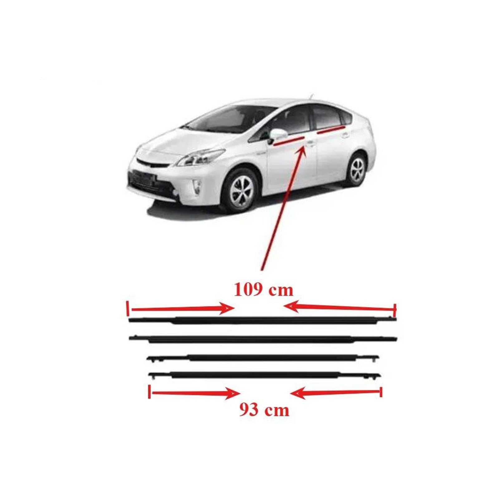 Junta de Goma 4 Piezas De Goma Para Ventanas Para Toyota Para Prius 2010-2015 Burlete Protector Vidrio Segunda Generación Para Prius-C Phv 75720-47021 Goma de Sellado Burletes