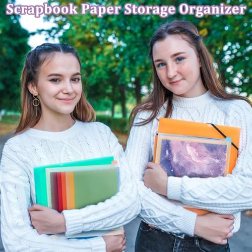 Image of AHANDMAKER 20 PCS Scrapbook Paper Storage 2 Sizes Clear Storage Bag with 60pcs Index Tabs and Bone Folder Paper Creaser for Holding 12x12inch, 6x6inch Scrapbook Photos and Paper File