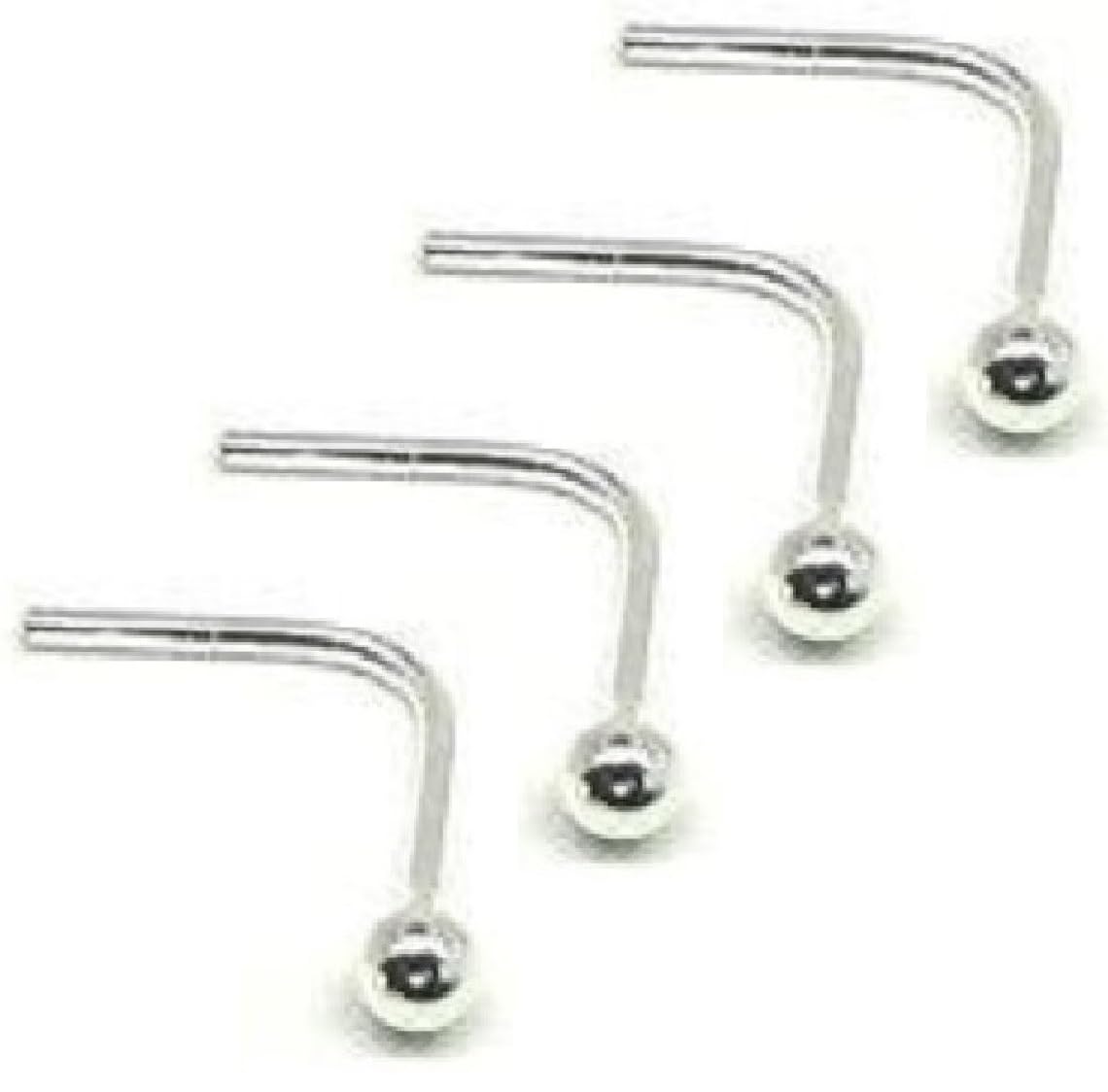 Marie-France4 X Sterling Silver 1.5mm Ball L Shape Nose Studs