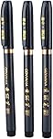Dekaim 3Pcs Japanese Writing Pen, Fine Felt Tip Calligraphy Shodo Brush Ink Pen, Black, Refillable, Non-Toxic, Quick Drying