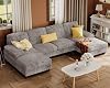 Sillones Seccionales Furmax para Sala, Chenilla, Gris | Sofá Tipo Couch en Forma de U con Tela de Lino, Set de Sofá de 4 Plazas con Doble Chaise para Departamento 2