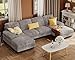 Furmax Sectional Couches for Living Room, U-Shaped Sofa Couch with Linen Fabric, 4 Seat Sofa Set with Double Chaise for Apartment (Chenille, Grey)