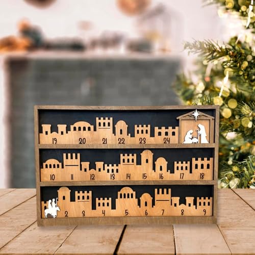 Calendrier de l'Avent crèche de Noël en bois 3D, idée cadeau