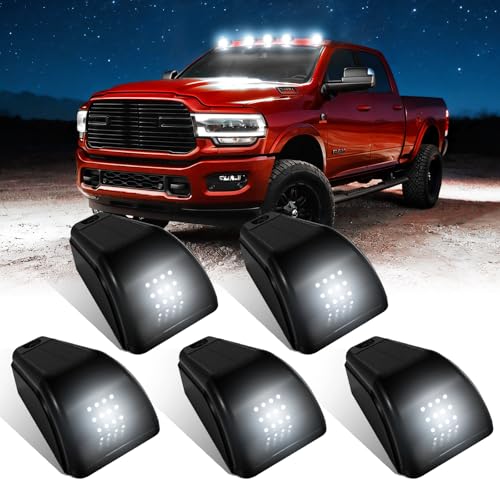 Keiurot Solar Cab Lights for Trucks Roof Vibration Sensor White 5 Pack