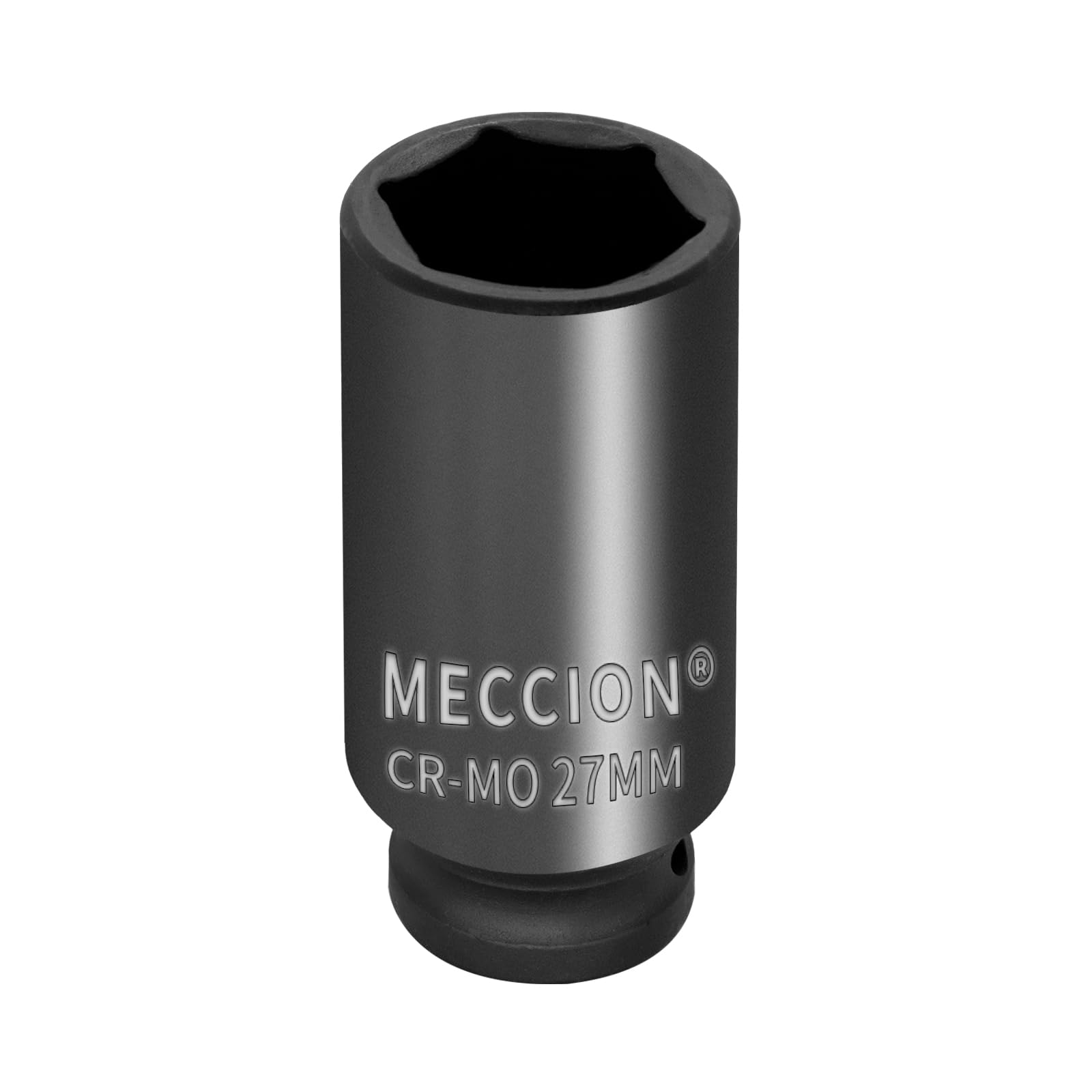 Meccion 1/2 Inch Drive Impact Socket 27mm Metric, 6 Point Cr-Mo Deep Impact Socket, 78mm Length