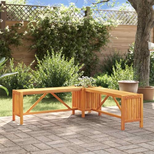 Oakestry Patio Corner Bench with Planter 46Inchx46Inchx15 7Inch Solid Acacia