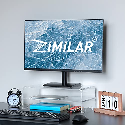 Zimilar 2-Tier Monitor Stand Riser, Acrylic Computer Stand Riser for Computer, Laptop, Printer, Notebook, iMac, Crystal Clear Laptop Stand and Monitor Riser for Desk