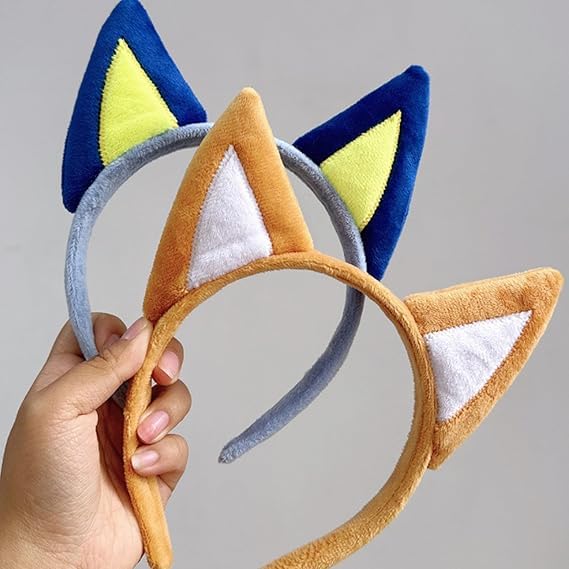 QLHNGUZ 2Pcs Yellow Blue Puppy Ears Headbands for Adult Kid for Dog Themed Party Cosplay Accessories Supplies,Dog Ears - Image 3