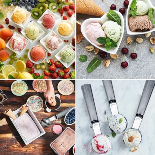 Premium Ice Cream Scoop, Stainless Steel Ice Scoop with Trigger & Ergonomic Handle - One-Push Release for Perfect Scooping, Dishwasher Safe for Ice Cream, Gelato, Sorbet, Cake Batter (1p-silver) - Image 4