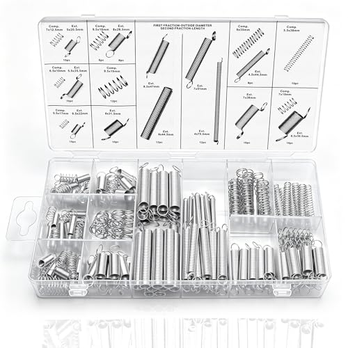 Image of Dianrui 200PCS Spring Assortment Kit 20 Different Sizes Mini Zinc Plated Steel Compression and Extension Springs for DIY Repair Project