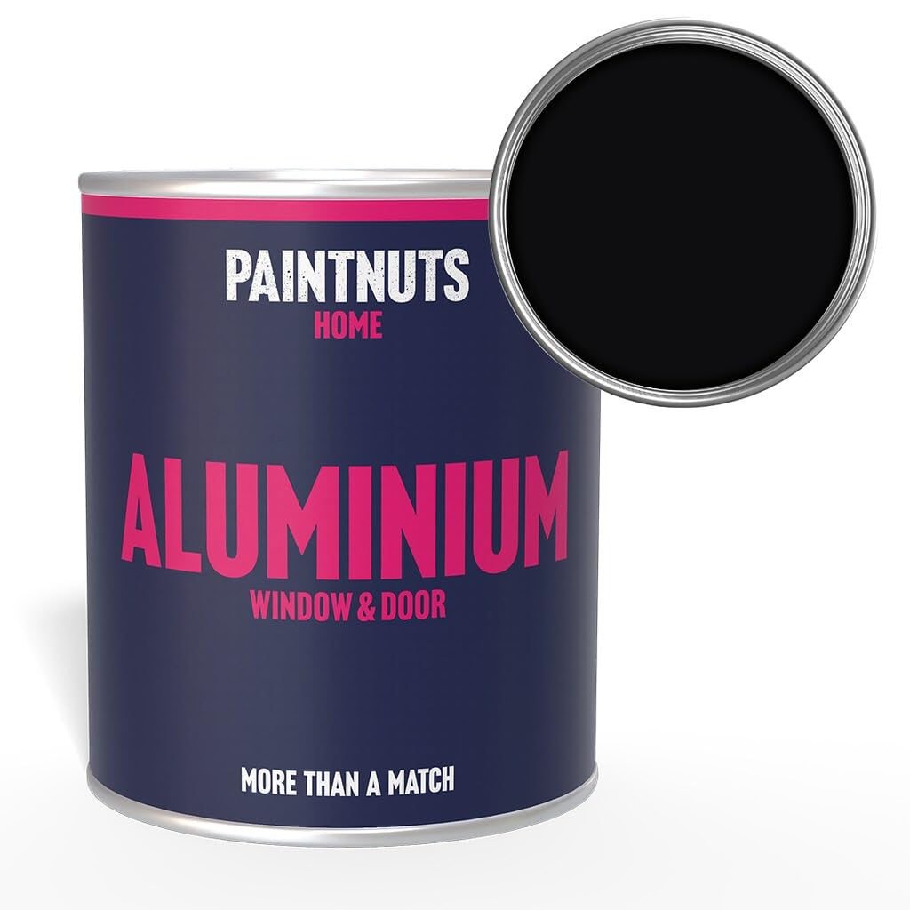 Paintnuts Jet Black Aluminium Window & Door Paint - Ral-9005 - Gloss 1 Litre Tin