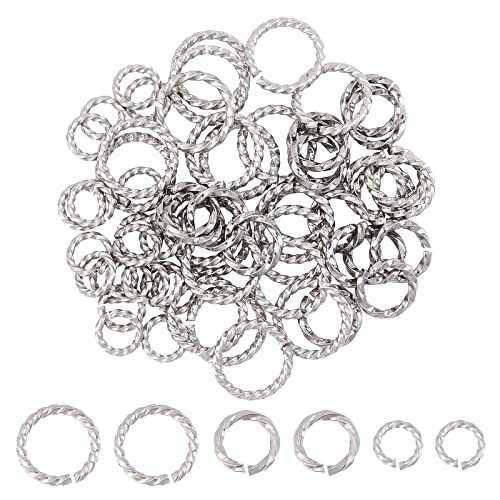 UNICRAFTALE 60pcs 6/8/10mm Twisted Open Jumps Rings Stainless Steel Jump Rings Connectors O Rings Keychain Rings for DIY Bracelet Necklaces Jewelry Making