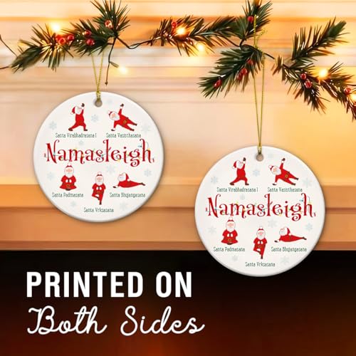 Yoga Ornaments for Christmas Tree, Santa Claus Meditation Ornaments - Namaste Yoga Gifts, Spiritual Gifts for Women, Lovers, Teachers, Instructors - Ceramic Christmas Hanging Decorations