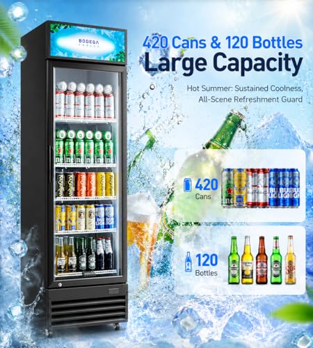 Image of BODEGACOOLER Beverage Refrigerator, 12.5 Cu.Ft. Commercial Glass Door Fridge - Holds 420 Cans, Perfect for Game Day Watch Party & Summer BBQ, Drink Cooler for Home Bar, Patio, Garage, Man Cave