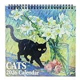 EsiFare 2026年 カレンダー 壁掛け 芸術的な絵画の猫テーマ 月間カレンダー 12ヶ月 かわいい猫 イラスト 書きやすい 予定管理 重要な日付を追跡 家庭用パーソナライズマンスリーカレンダープランナー 猫愛好家向け 家庭 オフィス 学校用