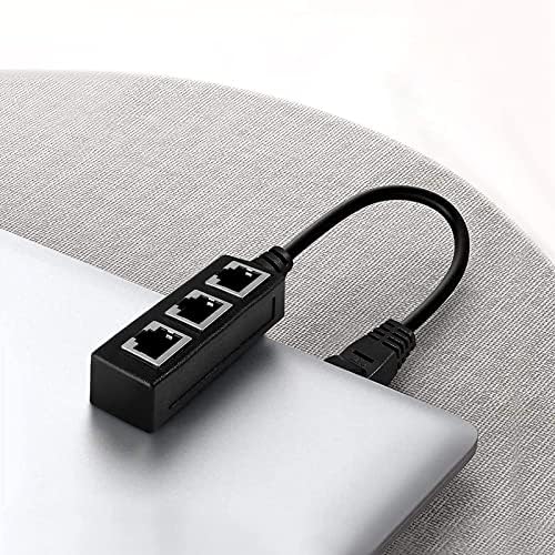 acdokuk RJ45 Ethernet Extension Cable 1 Male to 3 Female Ethernet Splitter CAT7 Network Connection Cable, Extension Cable Female Adapter, for Computer Network Accessories