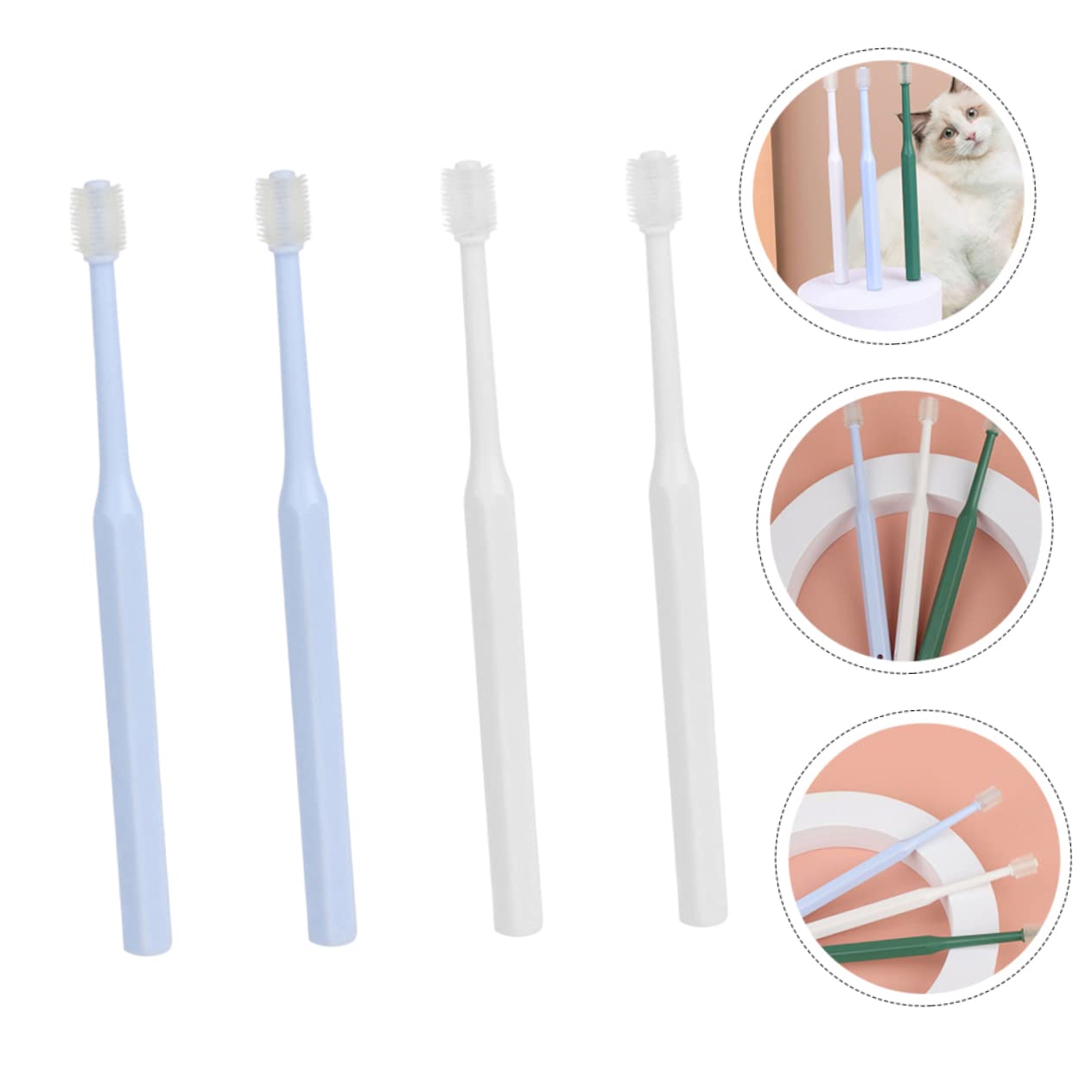 Supvox 12stücke Haustier-zahnbürsten Hunde Und Katzen Oralreinigung Ergonomisches Design Sanfte Zahnreinigung Für Kleine Haustiere Inklusive Blaue Und Weiße Bürsten