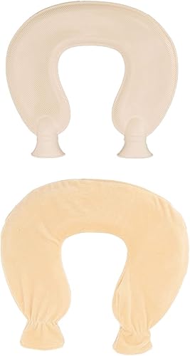 ZJchao Bolsa de agua caliente, en forma de U, alivio del dolor de cuello y hombros, almohada de terapia de calor con funda de vellón, compresa fría