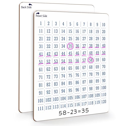SCRIBBLEDO Dry Erase Number Chart 9”x12” White Board Teacher Student 100 Chart for First Grade Classroom Kid Small Math Practice Whiteboard Kindergarten 1st Grade School Supplies