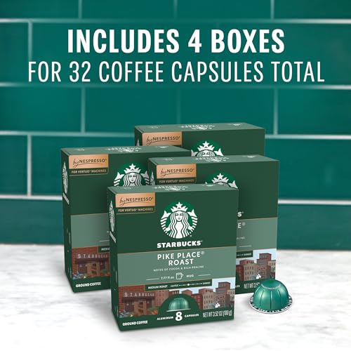 Starbucks by Nespresso Vertuo, Pike Place, Medium Roast Coffee 32-count Coffee Pods, Brews 7.8 oz.