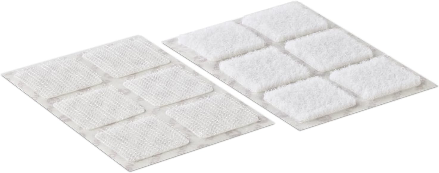 VELCRO Brand Stick On Squares Double Sided Hook & Loop Self Adhesive Pre-Cut Sticky Squares Perfect for Room Décor & Home, Office, Garage Use White 25mm x 25mm Set of 24