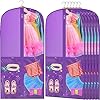 Suttmin 6 Pcs 24'' X 50'' Clear PVC Garment Bag Dance Costume Competition Bag With Rack Zippers Pockets Hanging Garment Covers Costume Organizer Costume Carrier For Adults Kids(Transparent Black