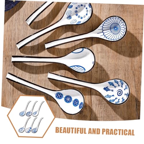 Cuillère à Ramen en Céramique Fine Alipis | Set de Table Durable de 6 Pièces - 6