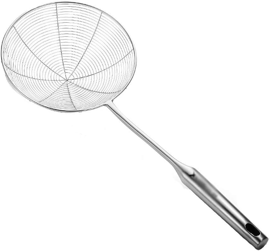 Food Strainers Spider Strainer Skimmer Asian Strainer Ladle Stainless Steel Wire Skimmer Spoon with Handle for Kitchen Frying Food, Pasta, Spaghetti, Noodle (Size : M) ()