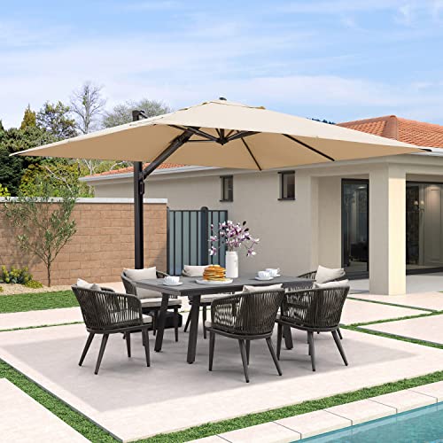 Image of PURPLE LEAF Patio Umbrella 9' X 12' Wind Resistant Outdoor Umbrella Beige