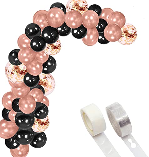 Image of Pearl Latex Balloon Arch Decoration Kit (Rose Gold, Black) -112 Pieces