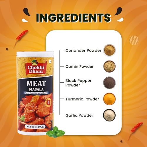 Image of Chokhi Dhani Meat Masala 100g | Chicken & Mutton Curry Spice Mix | Dhaba Style Gravy Masala | Aromatic Indian Non-Veg Masala | Restaurant Style Flavour