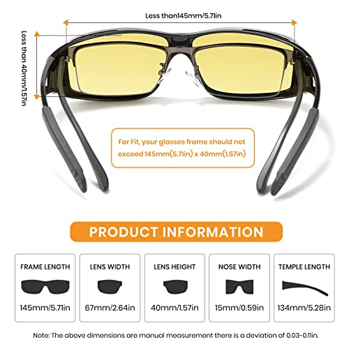 Cyxus Fit Over Polarized Sunglasses for Prescription Glasses – UV Protection Eyewear for Driving, Fishing, Outdoor Activities3