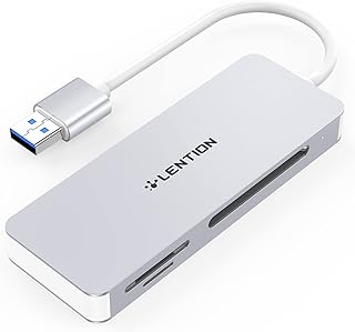 LENTION USB 3.0 to CF/SD/Micro SD Card Reader, SD 3.0 Card Adapter for SD/SDHC/SDXC/MMC/RS-MMC/Micro SD/Micro SDHC/Micro SDXC/CF Type I, Compatible Windows, MacOS, ChromeOS, More (CB-H12, Silver)