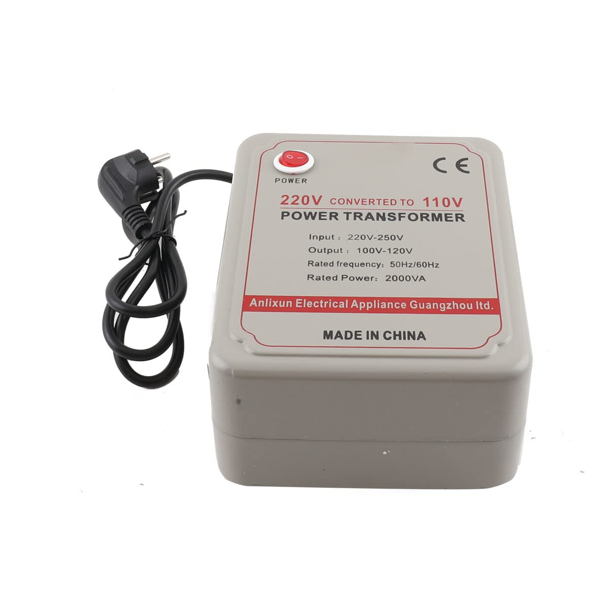 Trasformatore Step-down 2000VA 220V-250V a 100V-120V, Convertitore di Tensione Compatto con Protezioni Multiple per Viaggio e Dispositivi Elettronici